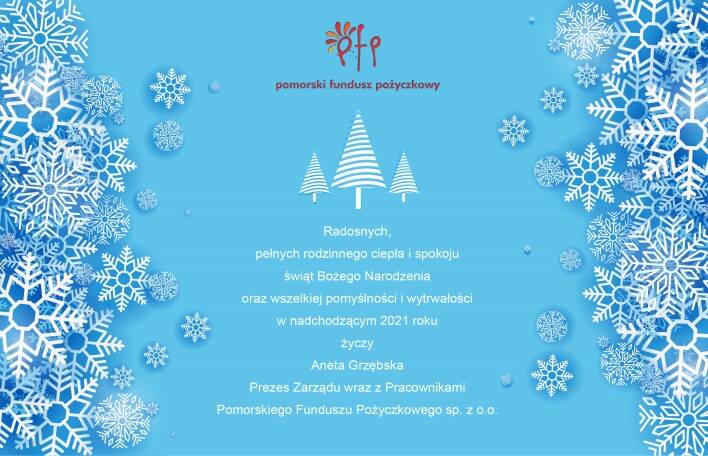 Życzenia  świąteczne - Pomorskiego Funduszu Pożyczkowego
